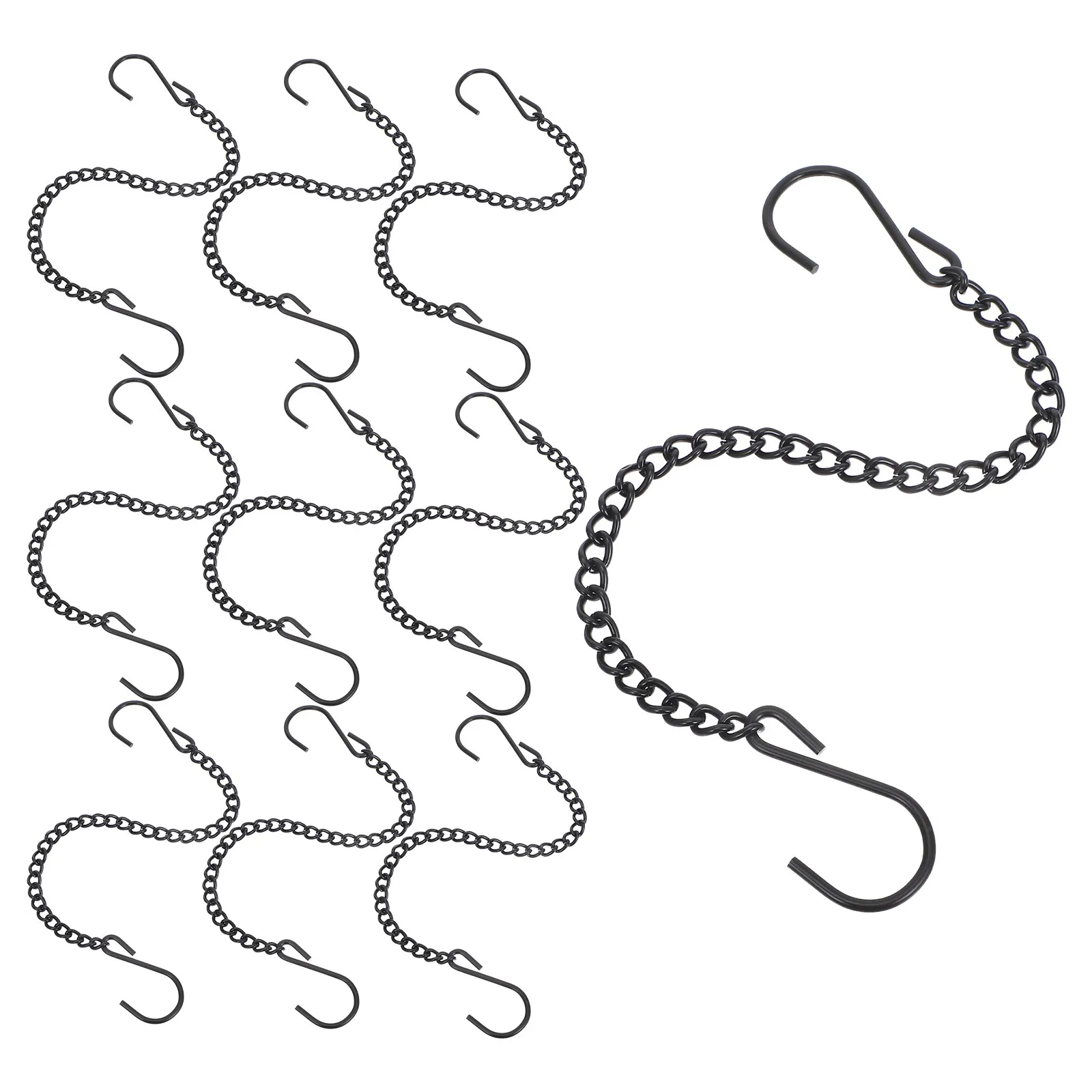 10Pcs Black Metal Hanging Chain with Hooks Heavy Duty Iron Sign Chain for Shop Cafe Boutique Poster Display Outdoor Weather