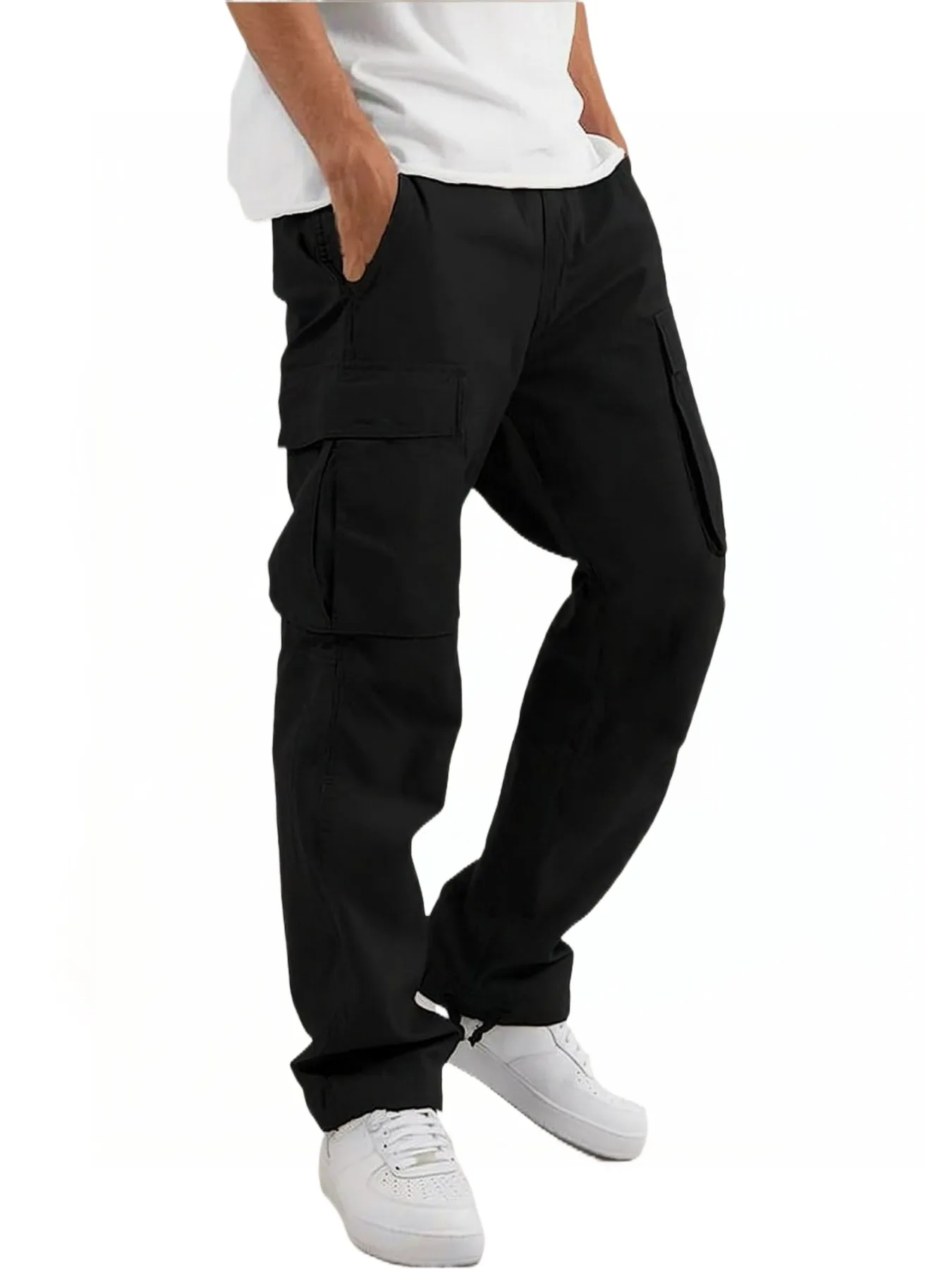 

Мужские повседневные свободные хлопковые прямые рабочие брюки, мужские свободные модные спортивные брюки