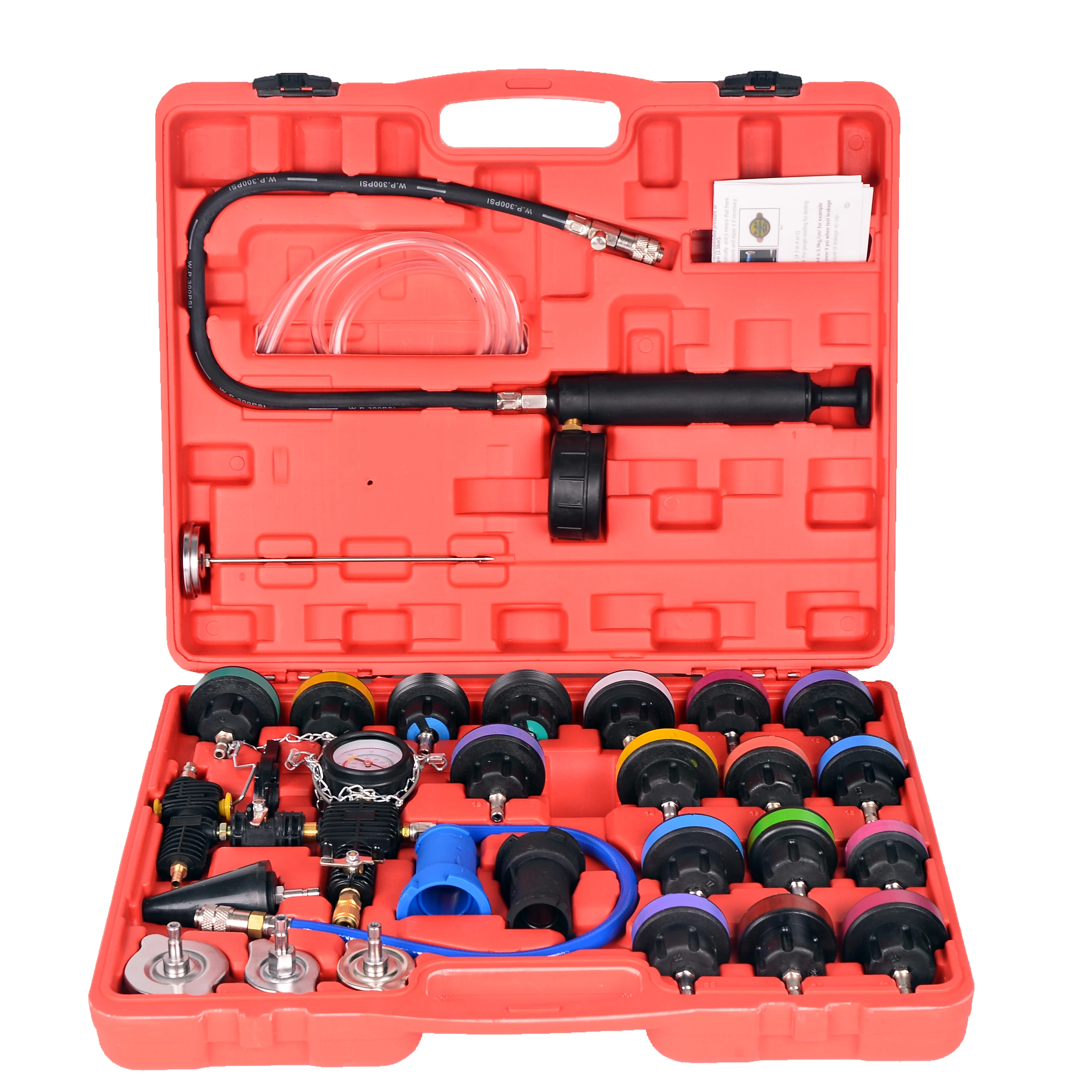 

Auto Vacuum Type Cooling System Set Water Tank Leak Detector Tools 28PCS Radiator Pressure Tester