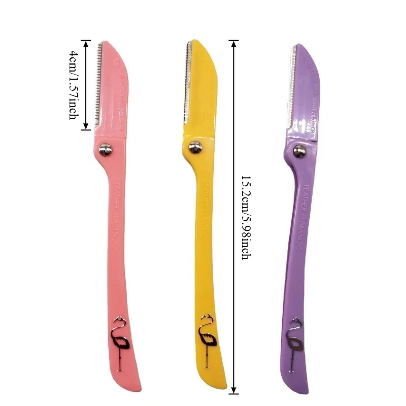 ‌ 여성용 3피스 접이식 눈썹 트리머 - 초보자 친화적인 안티 스크래치 얼굴 면도기 및 메이크업 그루밍 도구