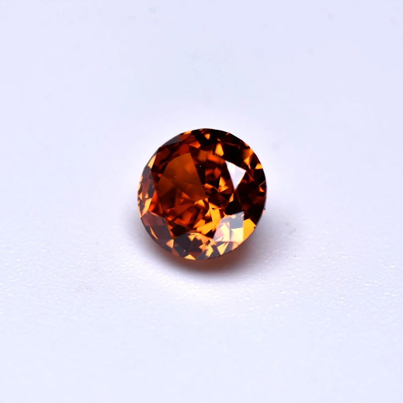 Synthetischer Edelstein Crushed-Ice-Schliff Kubischer Zirkonia Runde Form Orange Farbe 4K Schliff 5A+ Qualität für DIY Schmuckherstellung Materialien – Detail 3