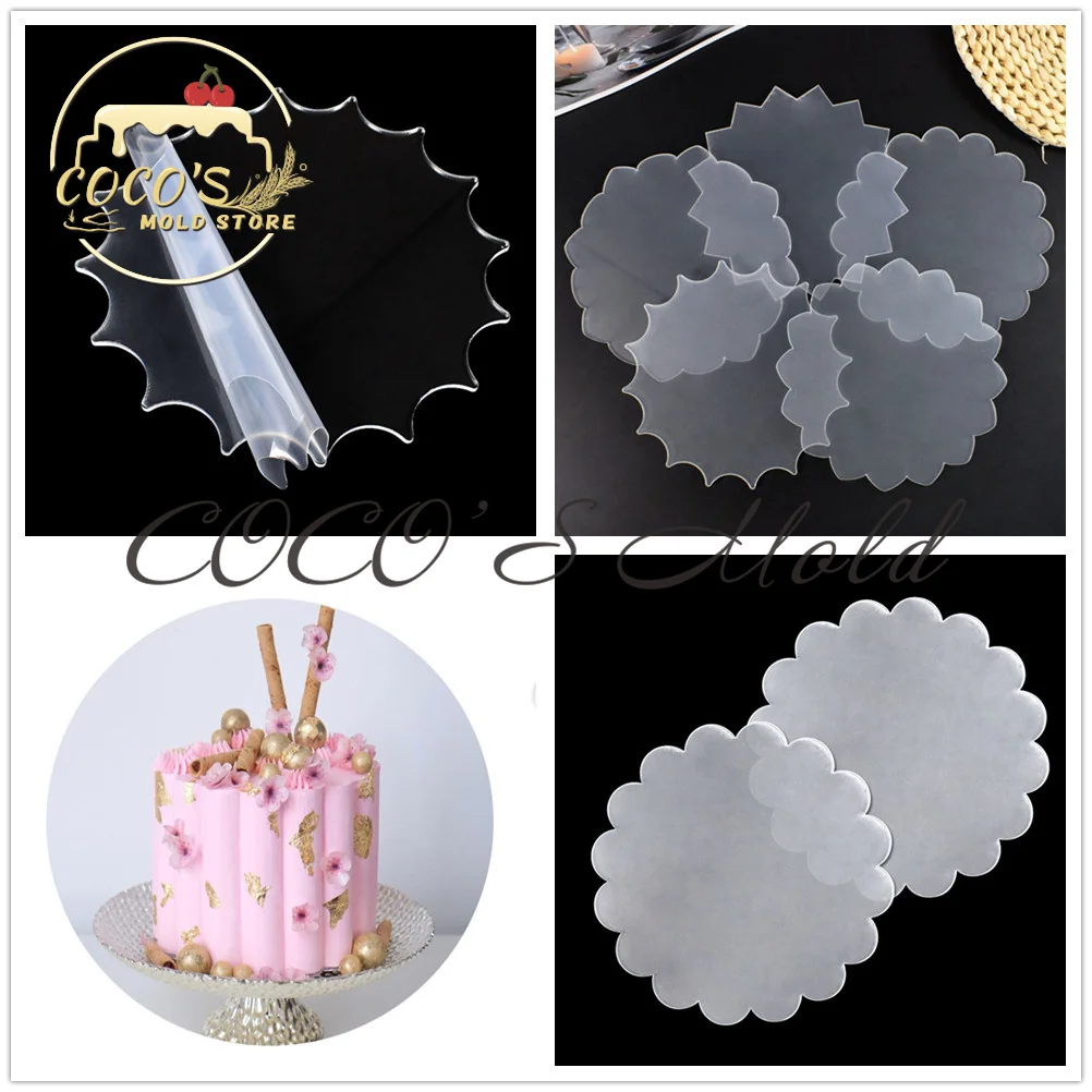 2 Pcs Flower Acrylic Disc Cast Plexiglass Panel Transparent Plastic Plexi Glass Board Kitchen Accessories Cake Decorating Tools