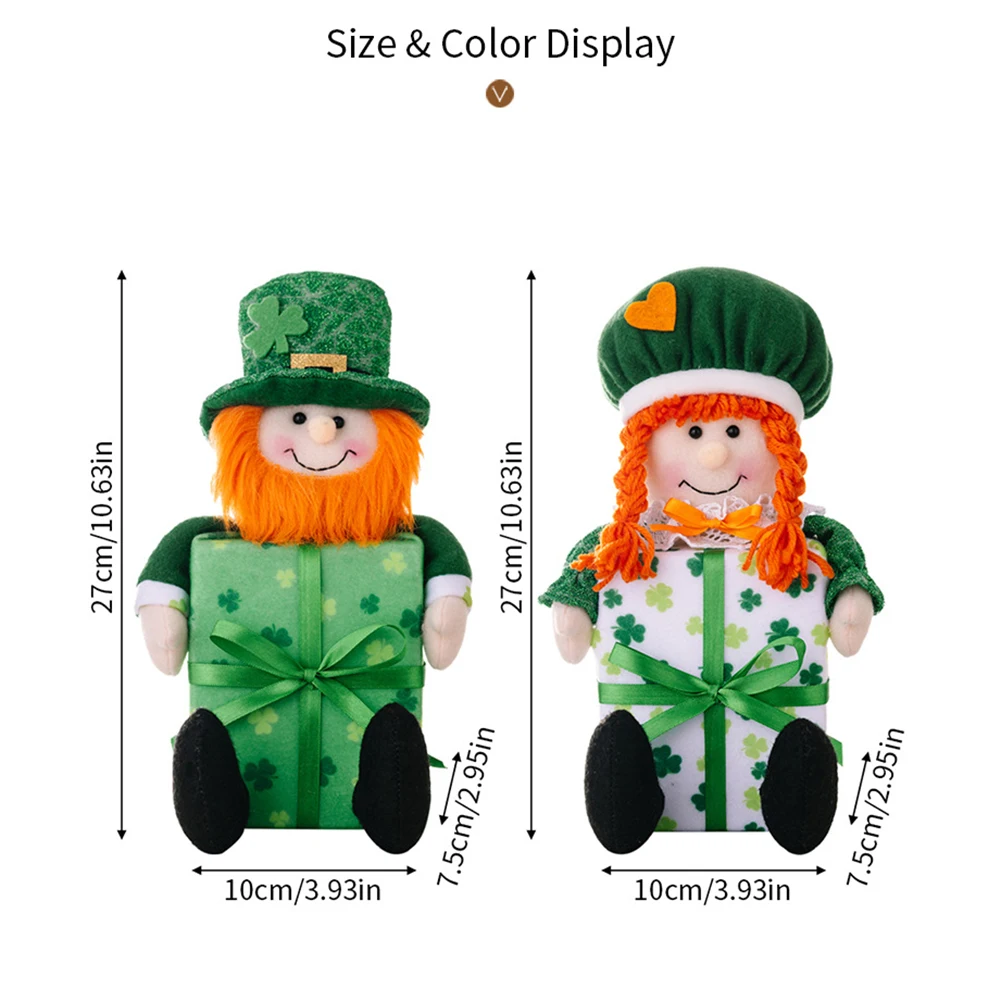 Green Hat Plush Ornament Irish Theme Holiday Home Figurine Decor Gift Charming Gnome Plush Doll Add Good Luck And Joy