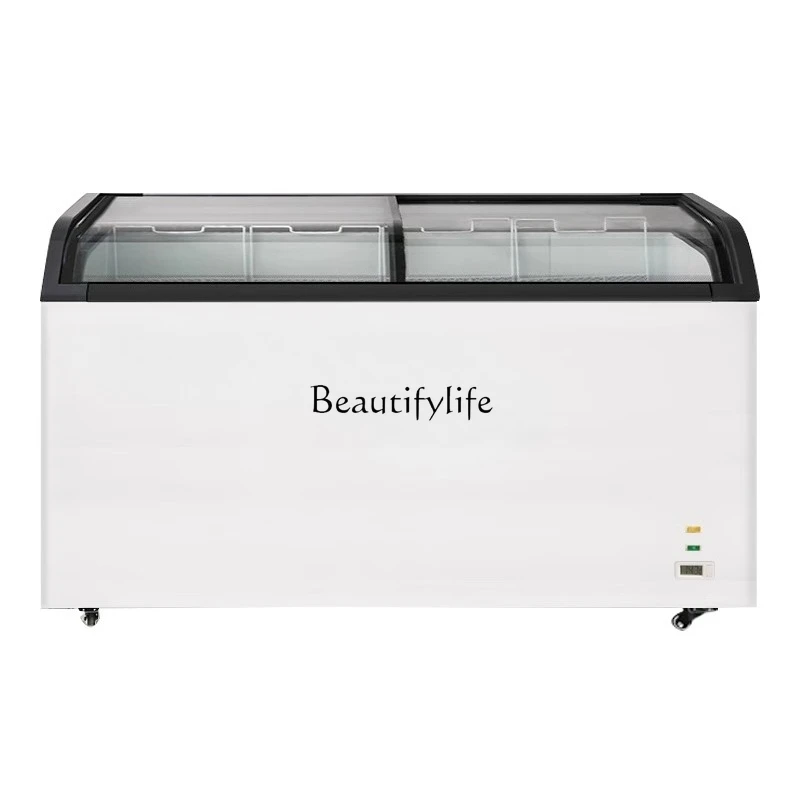 

05Freezer commercial curved surface display refrigerated and frozen large-capacity horizontal refrigerator ice cream cooked food