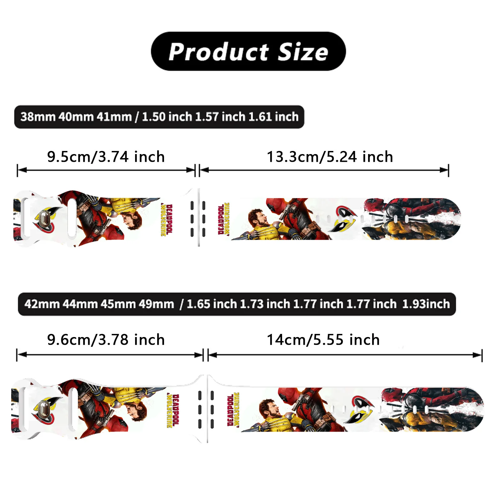 Disney Deadpool Silicone Printed Strap for Apple Watch 9 8 7 SE 6 Sport Band Replaceable Bracelet for iWatch 45mm 44mm 42mm 41mm