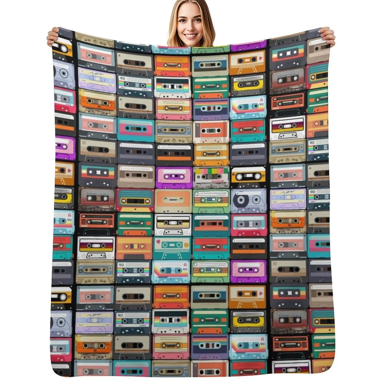 

Cassette tape Throw Blanket for winter christmas gifts Thermal Soft Plush Plaid Blankets