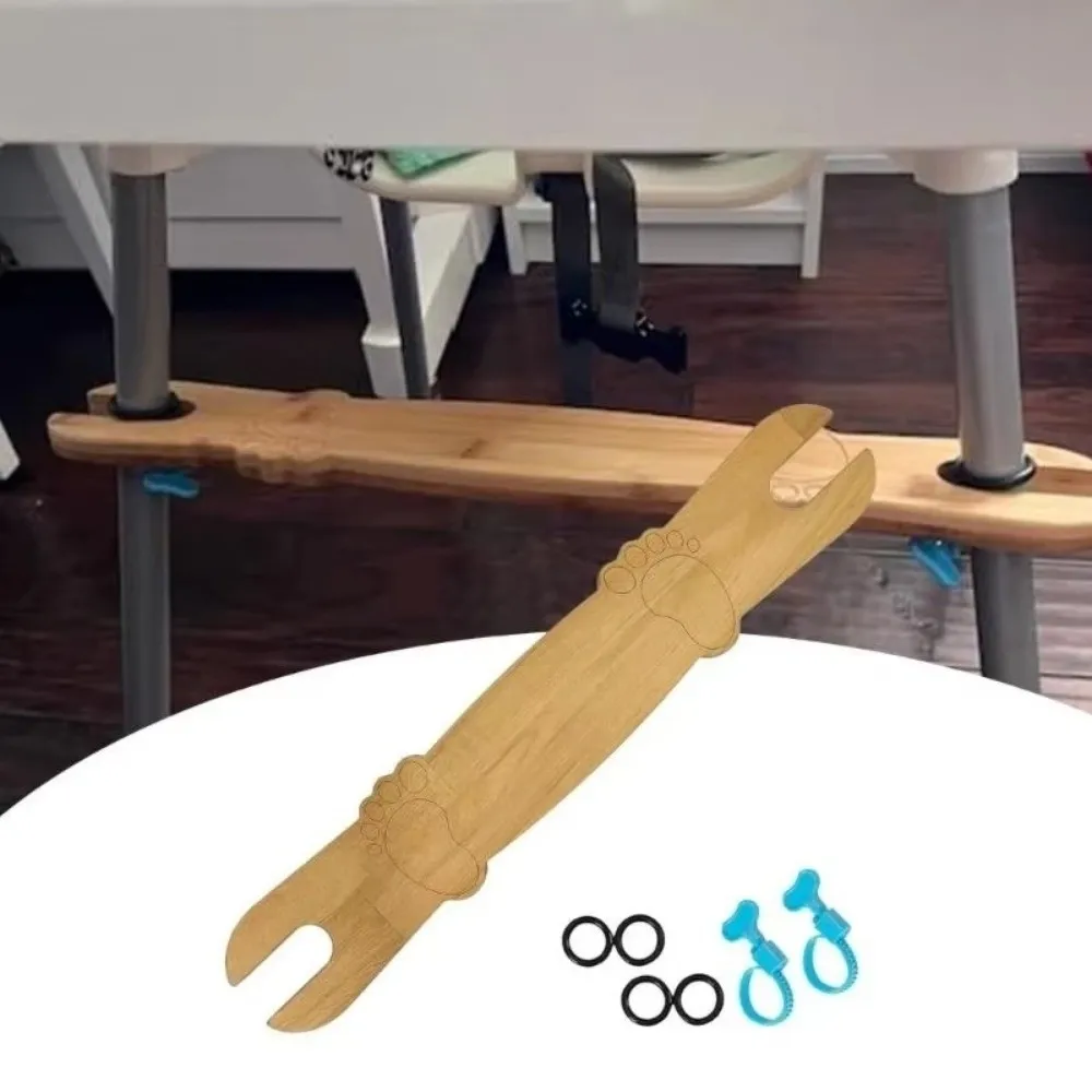 

Adjustable Baby Highchairs Pedal with Rubber Rings Wooden Highchair Accessory Round Corners Baby Foot Board