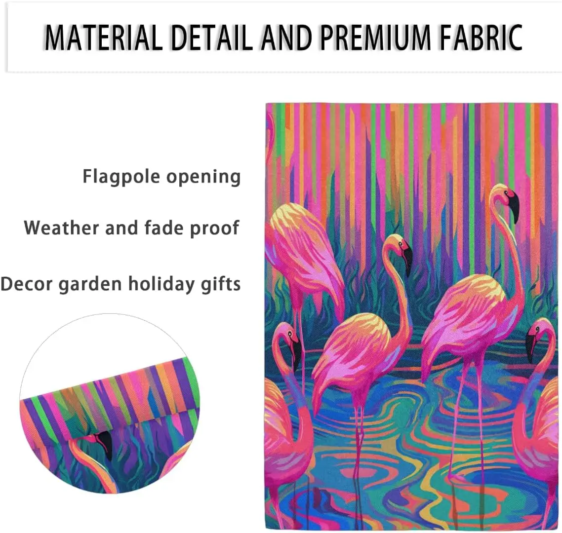 Honeybaby Garden Flags 12x18 Double Sided Animal Flamingos Yard Flags for Outside Vertical Outdoor Flag for Holiday Garden Y SSL