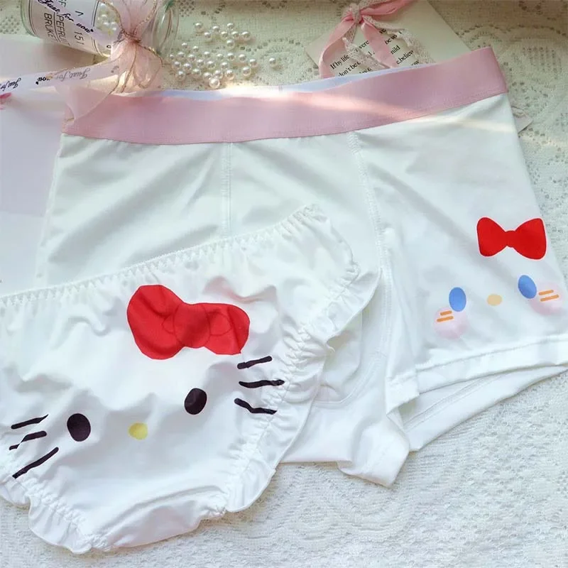 Miniso Sanrio Hello Kitty My Melody Pochacco Cute Cartoon Woman's Briefs Men's Boxer Briefs Underwear Set Couple Gift