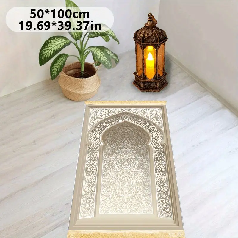 VIKAMA Coffee Carving Mosque Ancient City Arch Worship Carpet Wear resistant Portable Home Worship Mosque Pilgrimage
