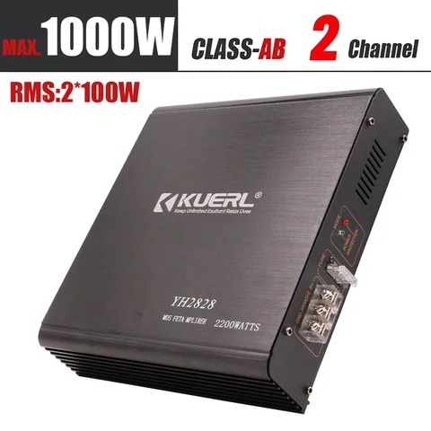 HiFi 자동차 전력 증폭기 2*100W 2 채널 자동차 오디오 증폭기 12V 자동차 오디오 스테레오 디지털 오디오 조정 가능한 자동차 사운드 증폭기