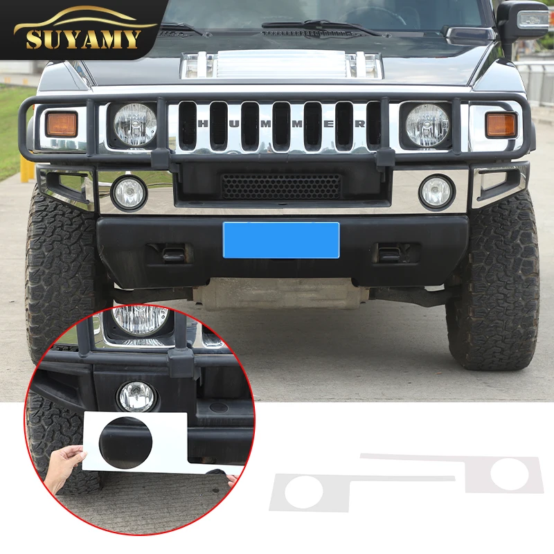 2 Pcs Stainless Steel For Hummer H2 2003-2009 Front Head Fog Lamp Cover Trim Molding Car Accessories External Modified