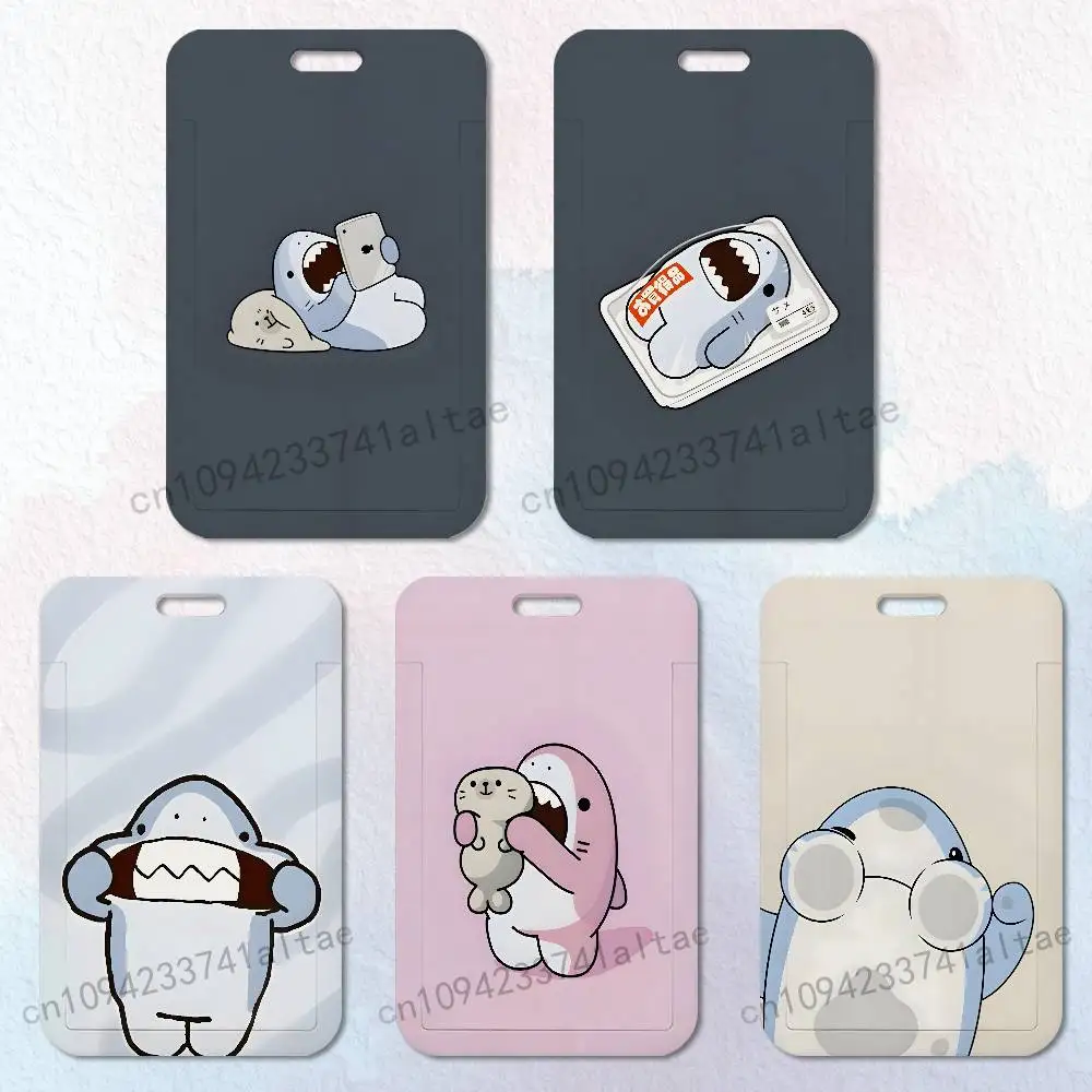 

Cartoon Cute Shark Badge Holder Pass Bus Work Card Cover Chest Pocket Students Card Holder Small Gift