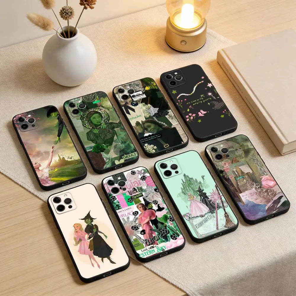 

W-Wicked Musical-Green-Pink Phone Case For iPhone 17,16,15,14,13,12,11 Plus,Pro Max,XS,Soft Silicone Black Cover