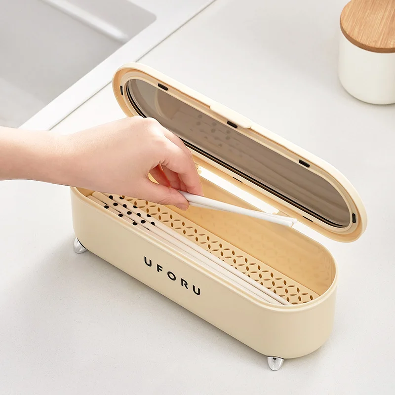 Kitchen Chopsticks Storage Box Knife Fork Dustproof Drain Box with Lid Household Cutlery Drainage Organizer Chopsticks Holder