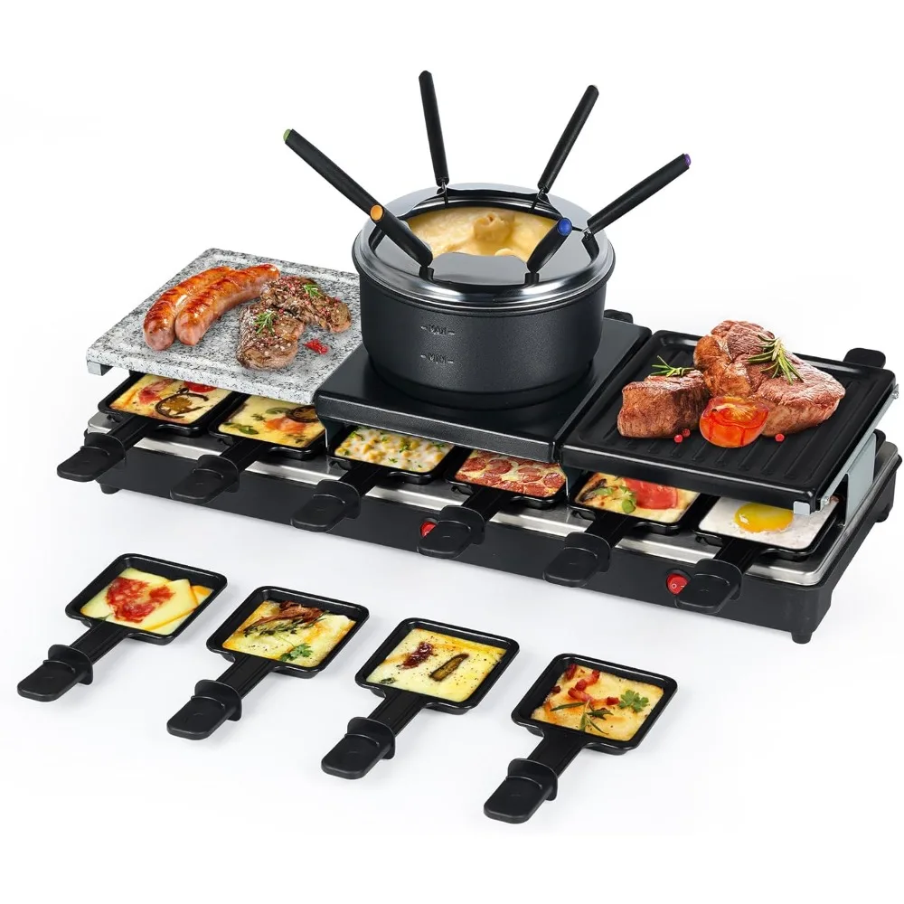 

Raclette Table Grill - Indoor Electric Grill Griddle - Nonstick Extra Large Reversible 4-In-1 Outdoor Dishwasher Safe