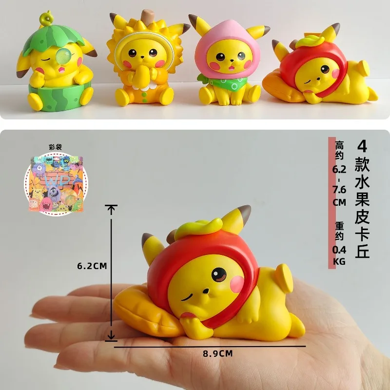 Pokemon di alta qualità Figura Anime Giocattoli Carino Frutta Pikachu Cieco Box Figurine Durian Pikachu Desktop Ornamento Regalo di Festa