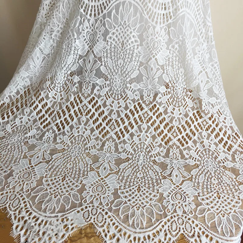 Thick Soft Lace Fabric for Wedding Dress, Eyelashes Pressure Yarn, Geometric Flower Decoration Accessories, New Style