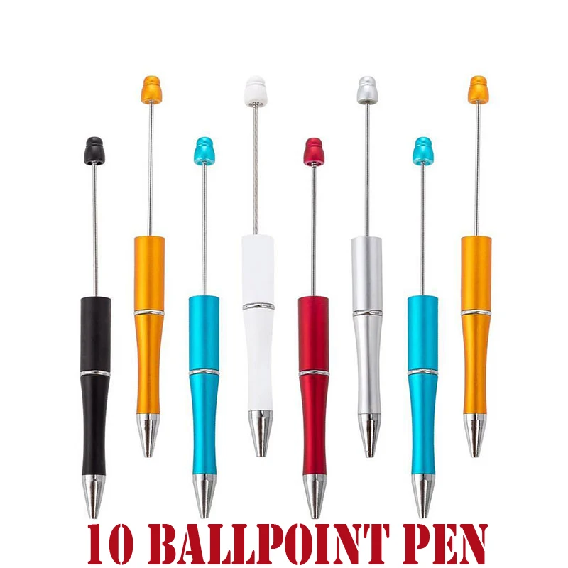 

10Pcs DIY Plastic Beadable Pen Bead Ballpoint Pen Gift for Kids Personalized Ball Pens Signature Pen