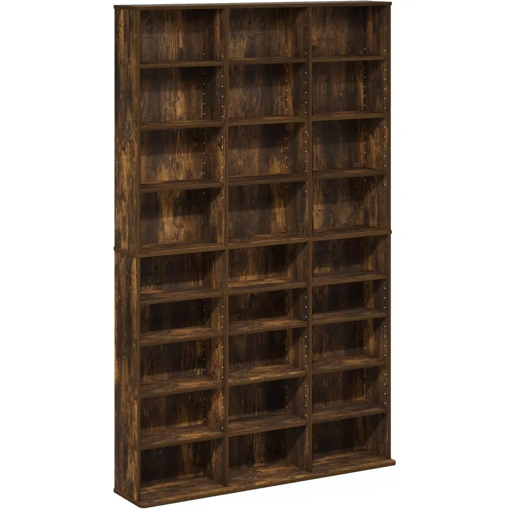 

Jaya 24-Shelf Multimedia Media Storage Tower Rack with Adjustable Shelves, Amber Pine