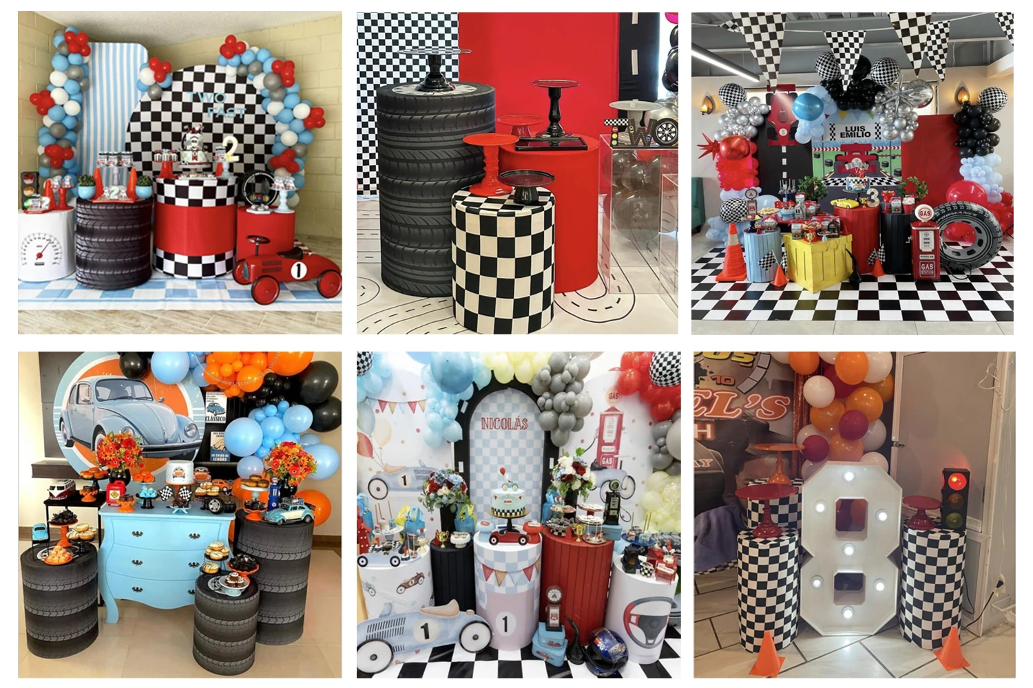 Race Car Theme Cylinder Covers for Racing Party Decorations Pedestal Cover Baby Shower Birthday Desserts Tablecloth Decor