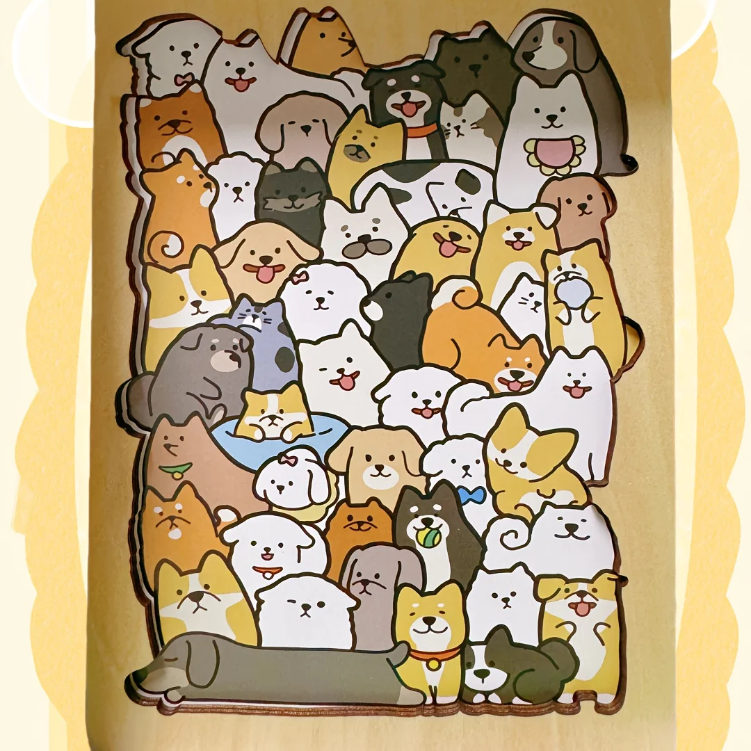 Montessori Wooden Education Animal Puzzle for Children Cat Stacking Games Building Block Brain Puzzle Jigsaw Decoration Painting