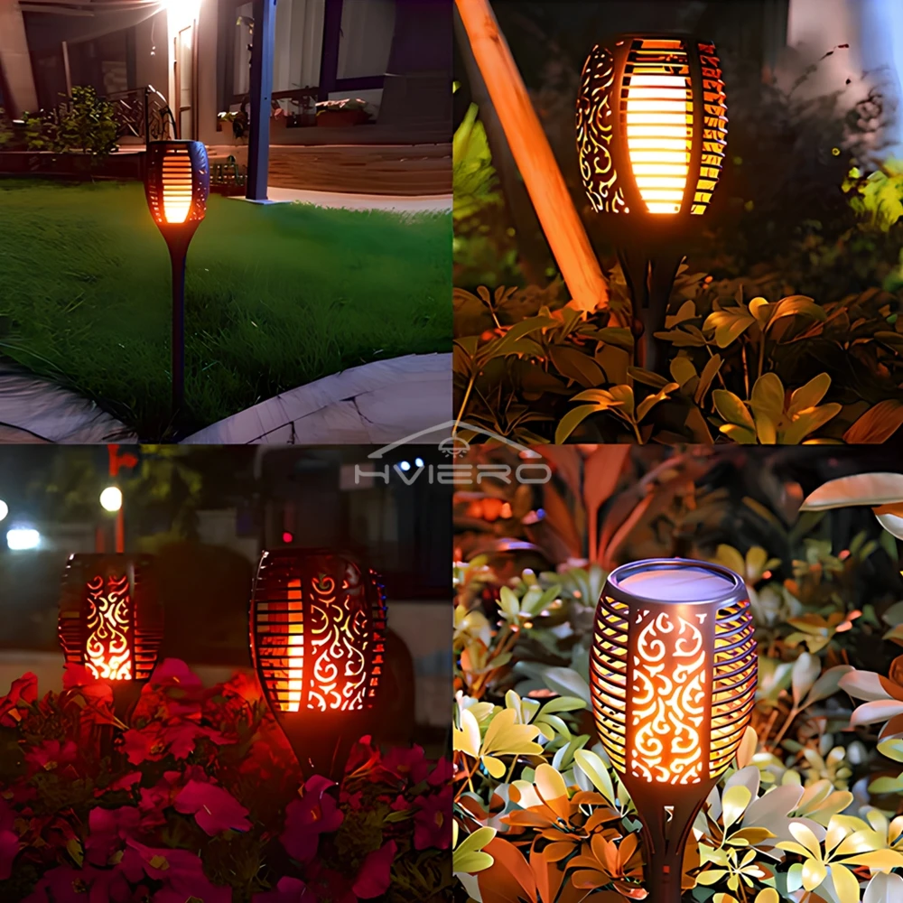 1/2/4PCS 12LED Flickering Waterproof Garden Decoration Bulbs Solar Flame Torch Light Outdoor Lawn Path Yard Patio Floor Lamp