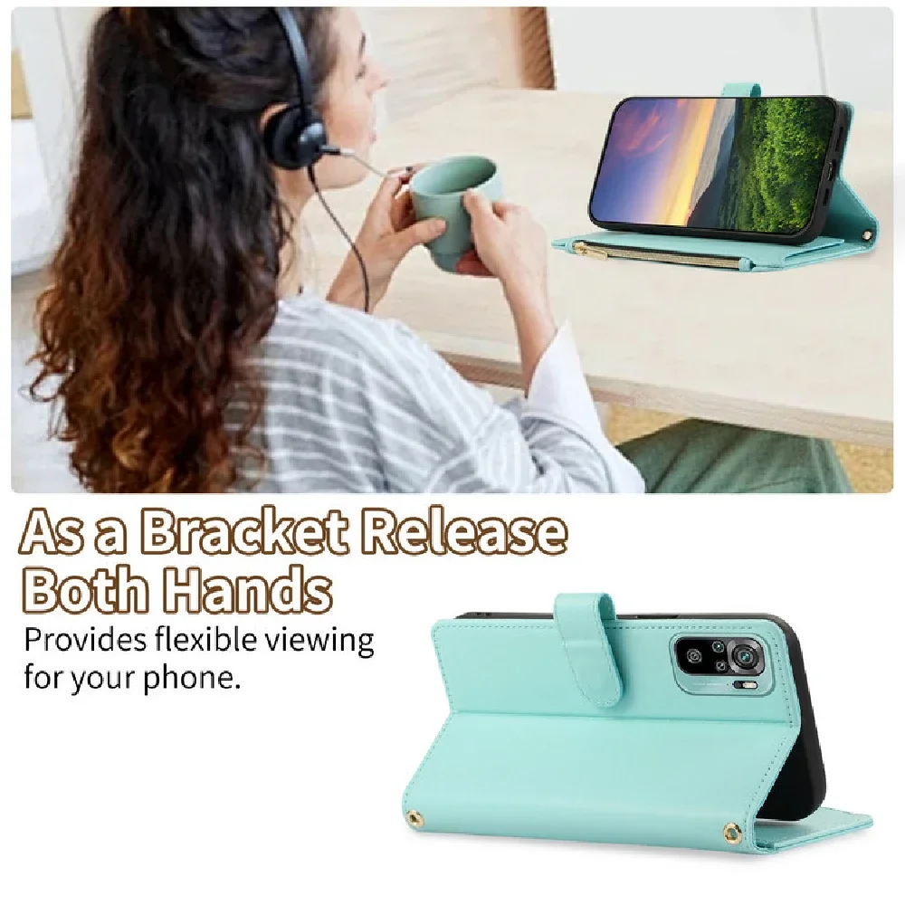 For Xiaomi Redmi Note 13 Pro Plus 5G Zipper Crossbody Leather Wallet Case For Redmi Note 12S 11S 11 S 10S 13 12 10 Pro Funda image 6