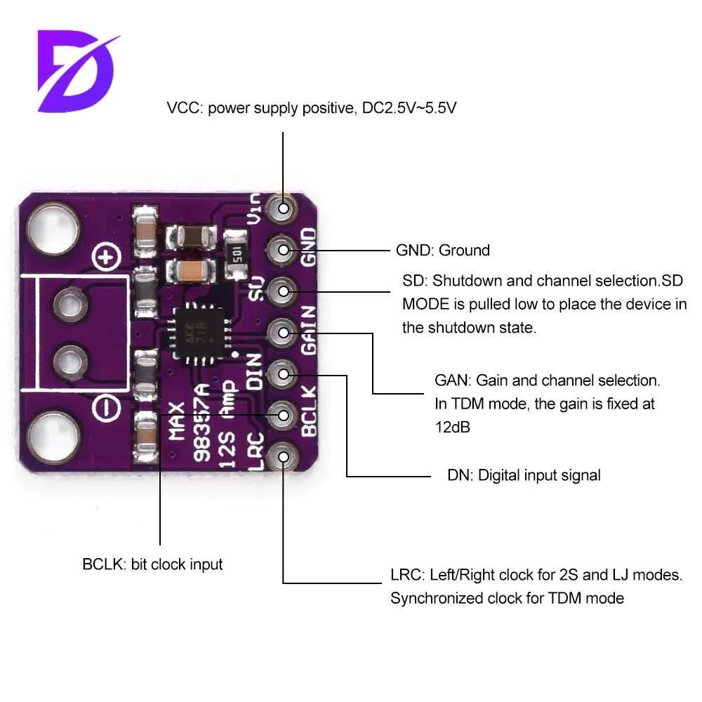 5 Stuks/1 Stuks Lot Max98357 I 2S Audio Versterker Module Audio Versterkers Filterloze Klasse D Versterker Ondersteunt Esp32 Raspberry Pi
