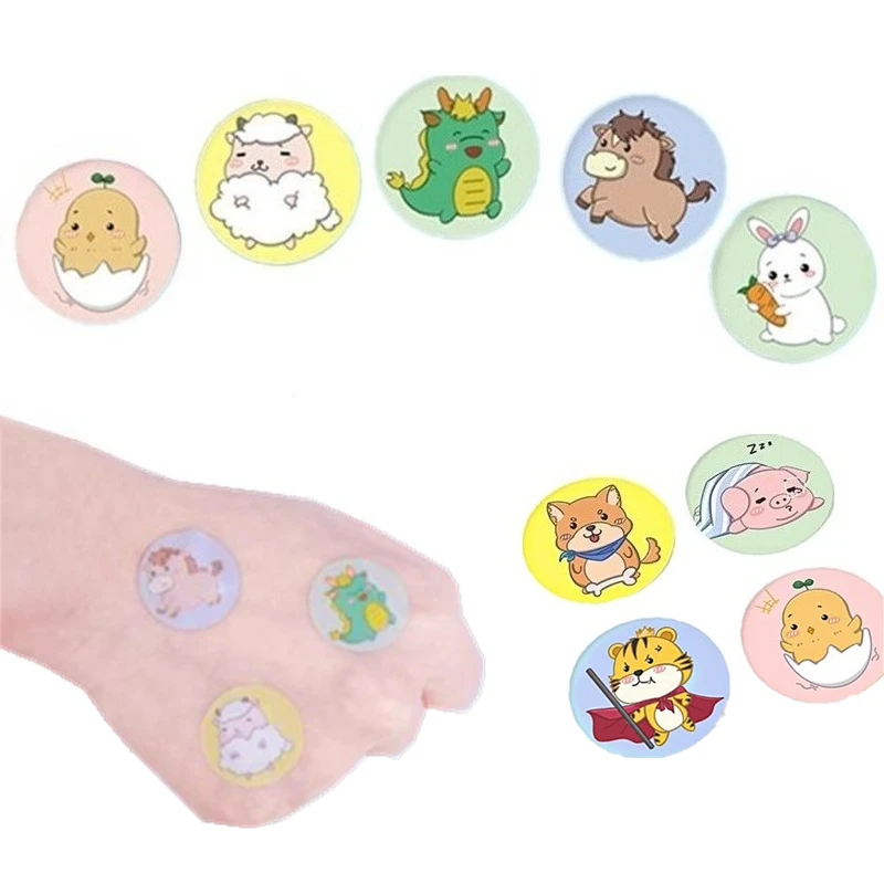 

120pcs/set Cartoon Round Band Aid PE First Aid Strips Plasters Vaccination Wound Dressing Patch Waterproof Adhesive Bandages Kit