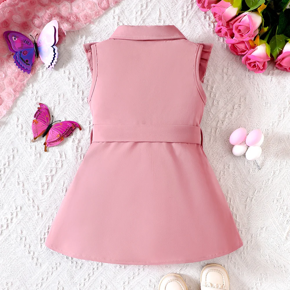 Little Kid Dresses Clothes Toddler Baby Girl Solid Color Sundress Sleeveless Playwear Party Summer Dress