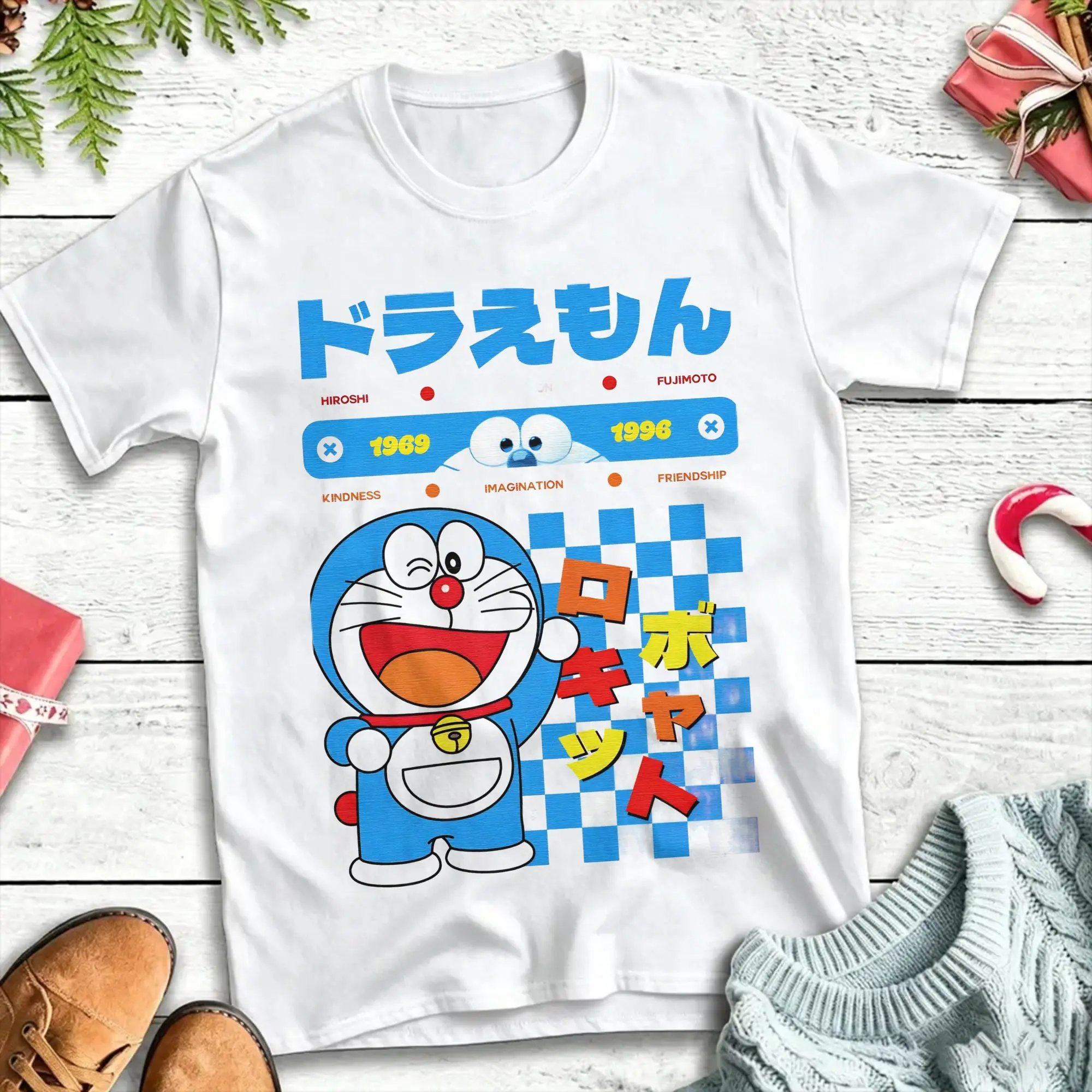 Streetwear Doraemons T Shirt Unisex Round Neck Short Sleeve Top Tee Robot Cat Cartoon  Cotton Summer Tops