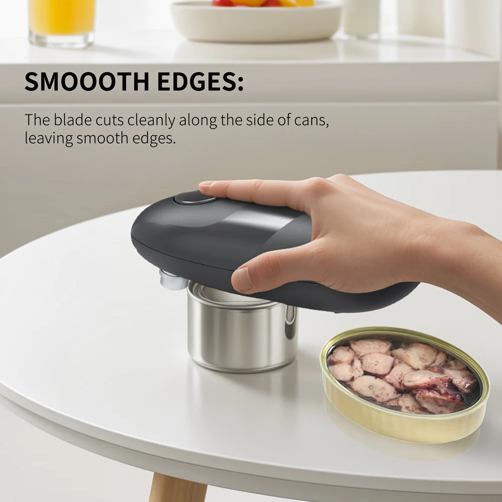 Compact Automatic Electric Can Opener - One Touch Portable Kitchen Tool for Jar & Bottle Easy Storage Design Convenient Home Use