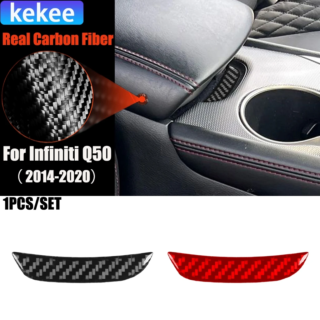 

Carbon Fiber Car Accessories Center Armrest Storage Switch Modified Interior Trim Cover Soft Sticker For Infiniti Q50 2014-2020