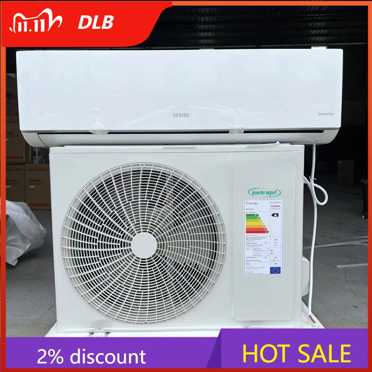 DLB for VESTEL Home Split air Conditioners 24000btu 2 Ton  Inverter EU Standard Energy Saving T3 Tropical 61 Degrees Working Tem