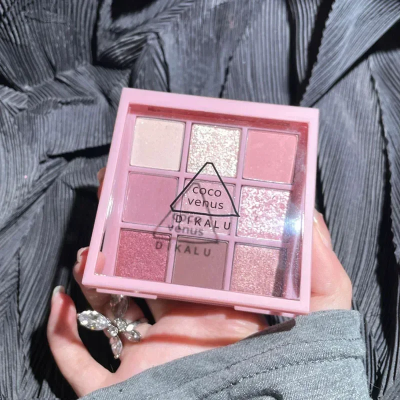 9Color Eyeshadow Palette Rose Pink Earth Color Pearly Matte Milk Tea Glitter Eye Shadow Makeup Lasting Korean Cosmetic Set
