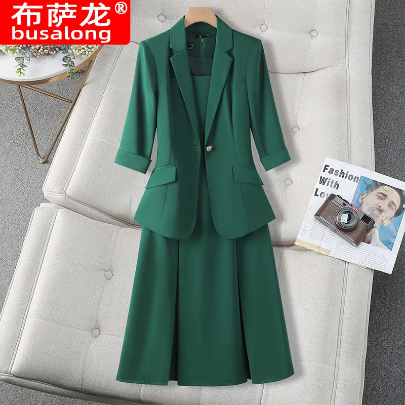 

3/4 Sleeve Suit Coat for Women Summer2024Spring and Autumn New Casual Temperament Business Suit Small Suit Thin