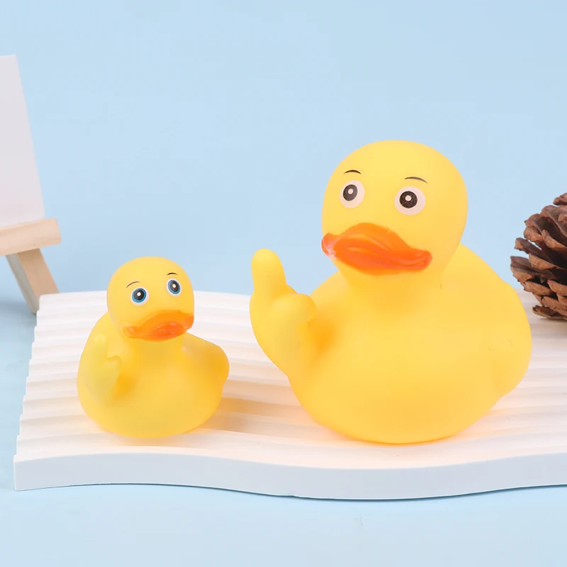 1PC Play Water Swimming Beach Small Toy Tricky Funny Finger Shape Little Yellow Duck Press And Pinch Call Cute Animal Bird Prop