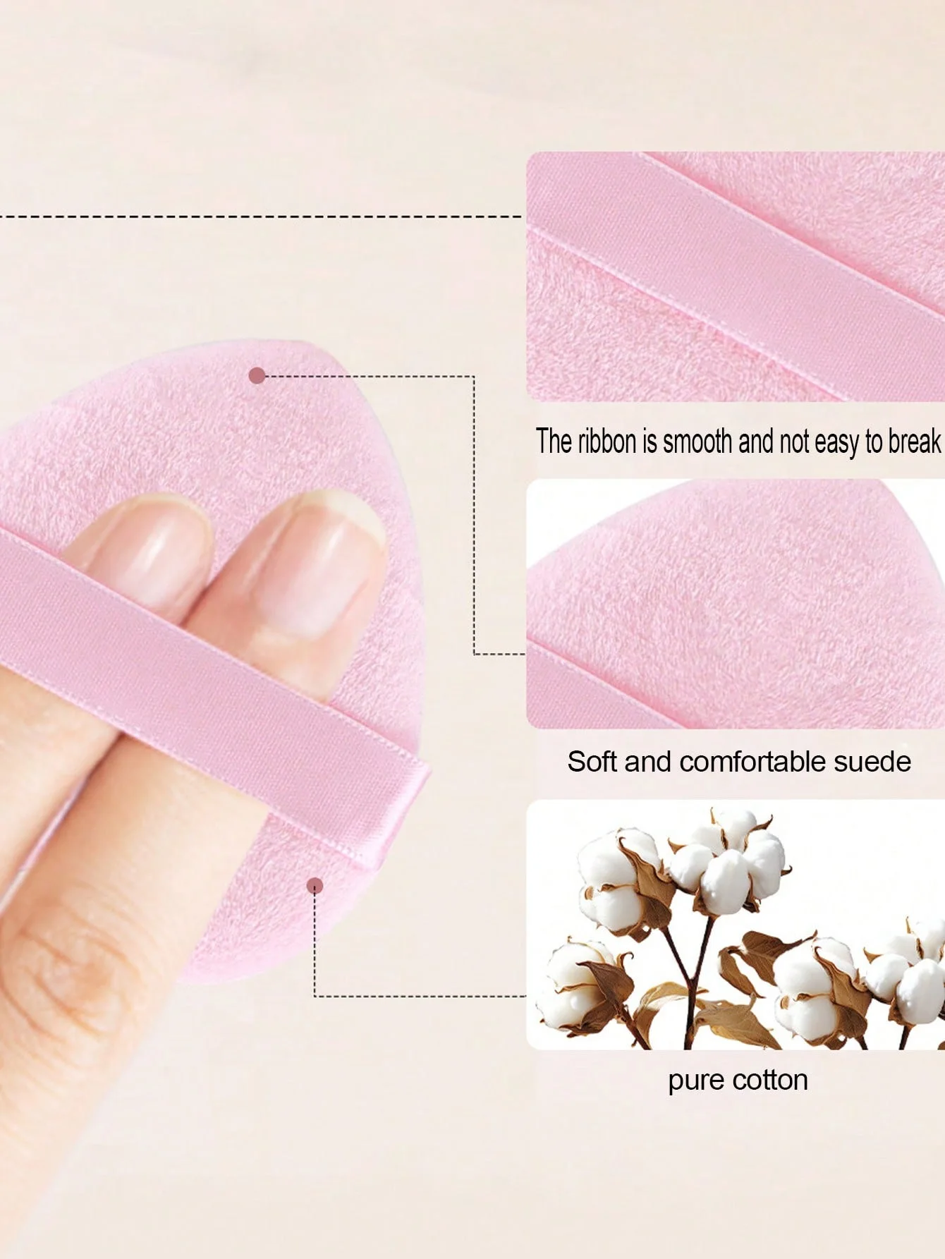 Esponja de polvo de doble cara en forma de corazón para fijar el maquillaje, esponja de cojín delicada y suave, no absorbente, esponja flocada que no absorbe el polvo