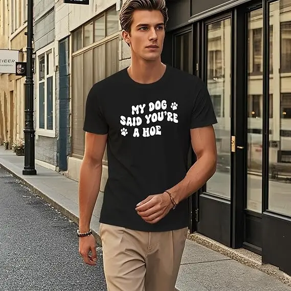 �Mein Hund hat gesagt: Du bist eine Schlampe“ – Grafik-T-Shirt für Damen und Herren, Y2K, lustig, „Don't Let The Old Man in Us“-Flaggen-Spruch-T-Shirt, Neuheit, Geschenk, Oberteile – Detail 13