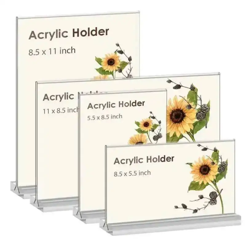2PC 8.5 X 11 Inches A4 Double-Sided Acrylic Sign Holder Clear Restaurant Desktop Table Menu Paper Holder Display Stand 210x297mm