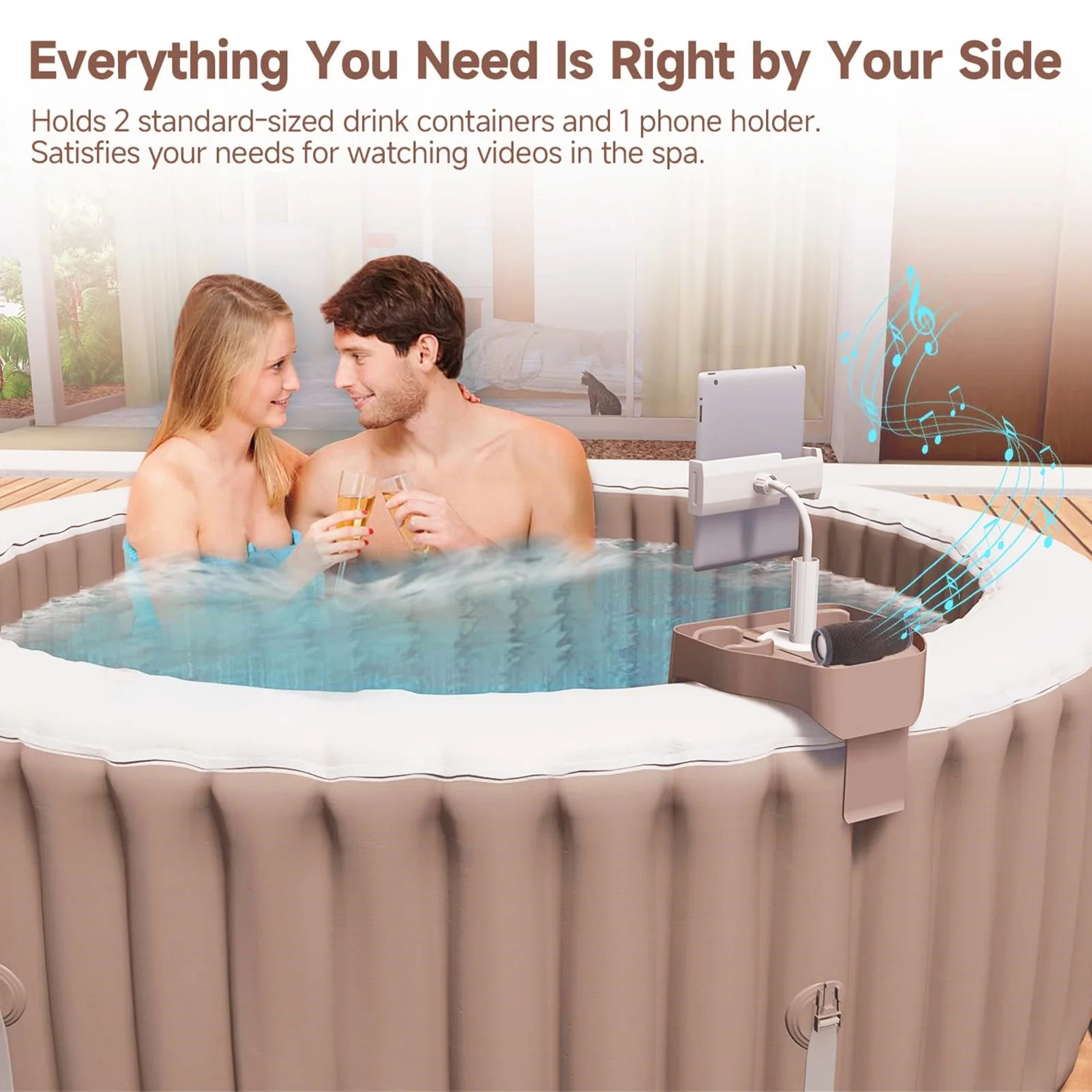 

Многофункциональный бассейн-джакузи 3-в-1 с подстаканником и держателем для телефона, для отдыха и развлечений у бассейна и в спа-зоне