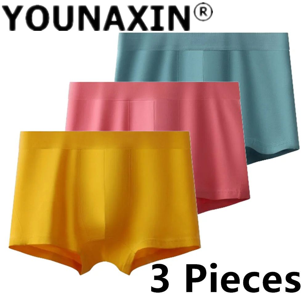 3 Pieces Big Size Men Underwear Cotton Boxer Briefs Boxershorts Panties Soild Candy Color Antibacterial Undies M L XL 2XL 3XL