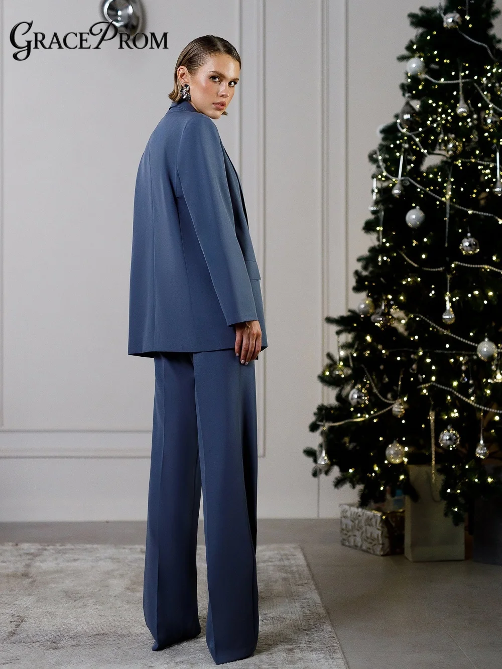 Classic Double Breasted Blue Women 3 PCS Suit Blazer Vest and Pants Elegant Formal Business Party Wedding Office Banquet Outfit