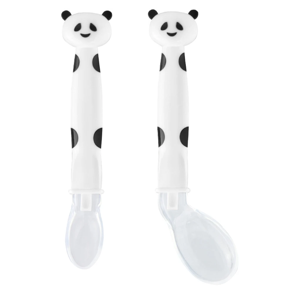 

2 Pcs Tablespoon Baby Training Child Feeding Silica Gel Infant Spoons Rice Paste