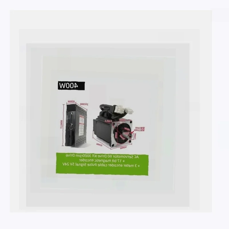 NEW 400W AC Servomotor 60 Drive Kit 3000rpm Drive + 17 bit magnetic encoder + 3 meter encoder cable Pulse Signal 5V 24V