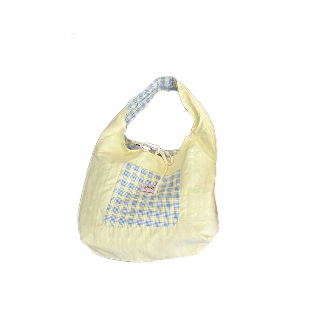 

Simple Cloth Double Sided Plaid Bag Vest Bag Korean Style Fresh Color Shoulder Bag Geometric Handbag Messenger Bag Outdoor