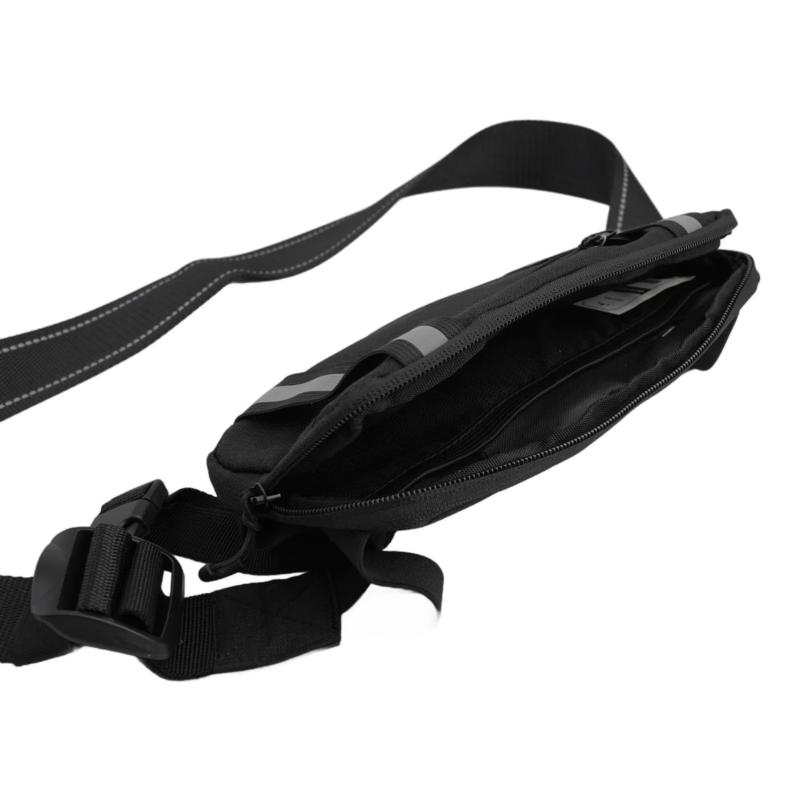 Streamlined Waist Pack for Cyclists Featuring Reflective Safety Enhancements and Elastic Front Loop for Utility Carrying