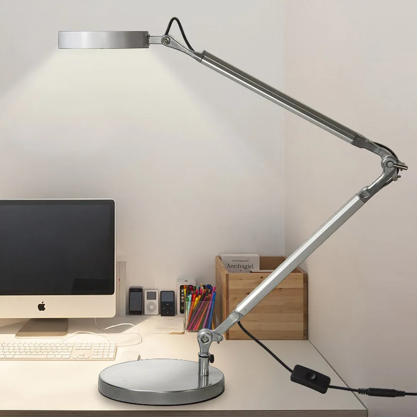 

12W Foldable Desk Lamp With Switch EU Plug For Bedroom Study Hotel Office Adjustable Reading Table Lamps LED Night Light Fixture