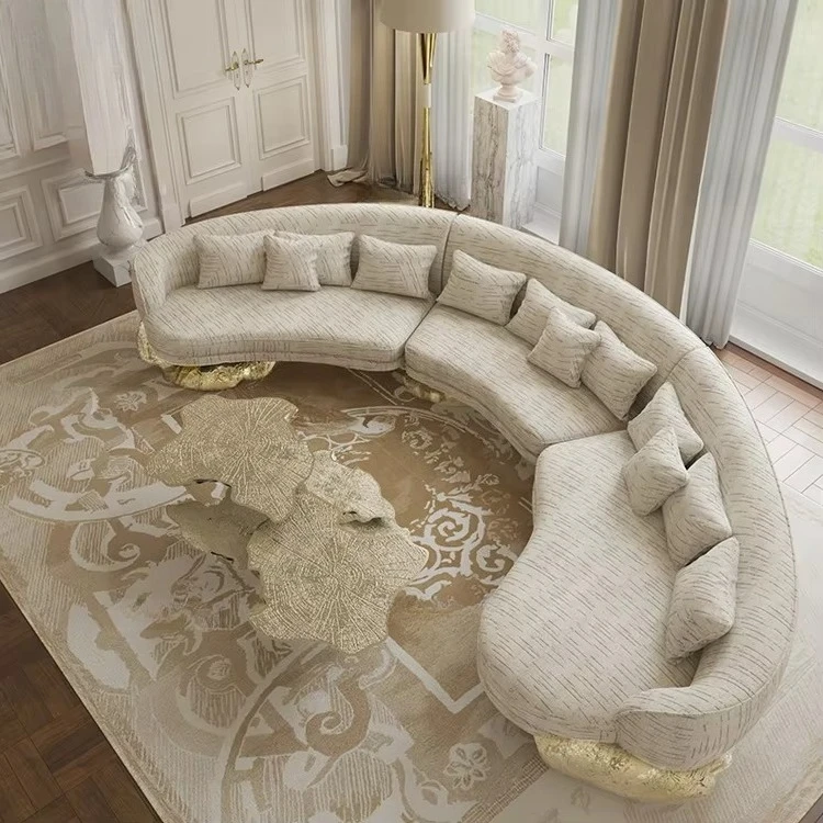 Manufacturer Custom Made Luxury Living Room Sofas Italian Brand Luxury Living Room White Curved Sofa